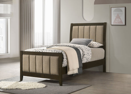 Wilkes 51-inch Upholstered Twin Bed Dark Cocoa - sold by Home Elegance USA