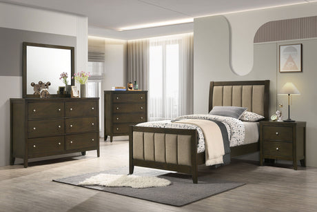 Wilkes 51-inch Upholstered Twin Bed Dark Cocoa - sold by Home Elegance USA