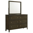 Wilkes 6-drawer Dresser and Mirror Dark Cocoa - Home Elegance USA
