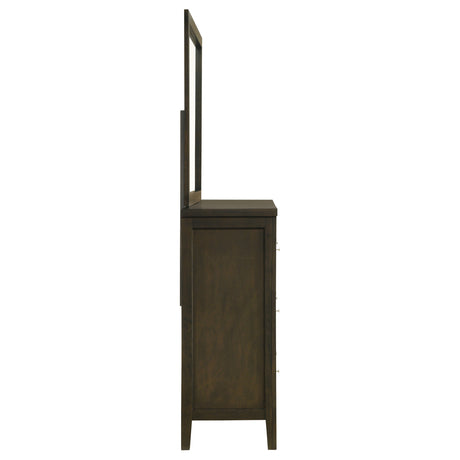 Wilkes 6-drawer Dresser and Mirror Dark Cocoa - Home Elegance USA