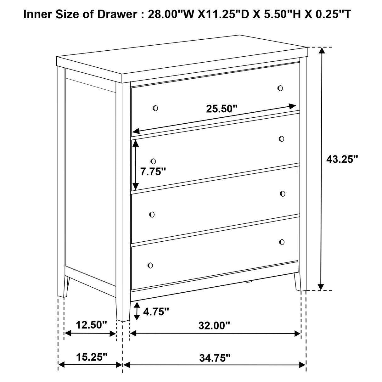 Wilkes 4-drawer Chest of Drawers Dark Cocoa - Home Elegance USA