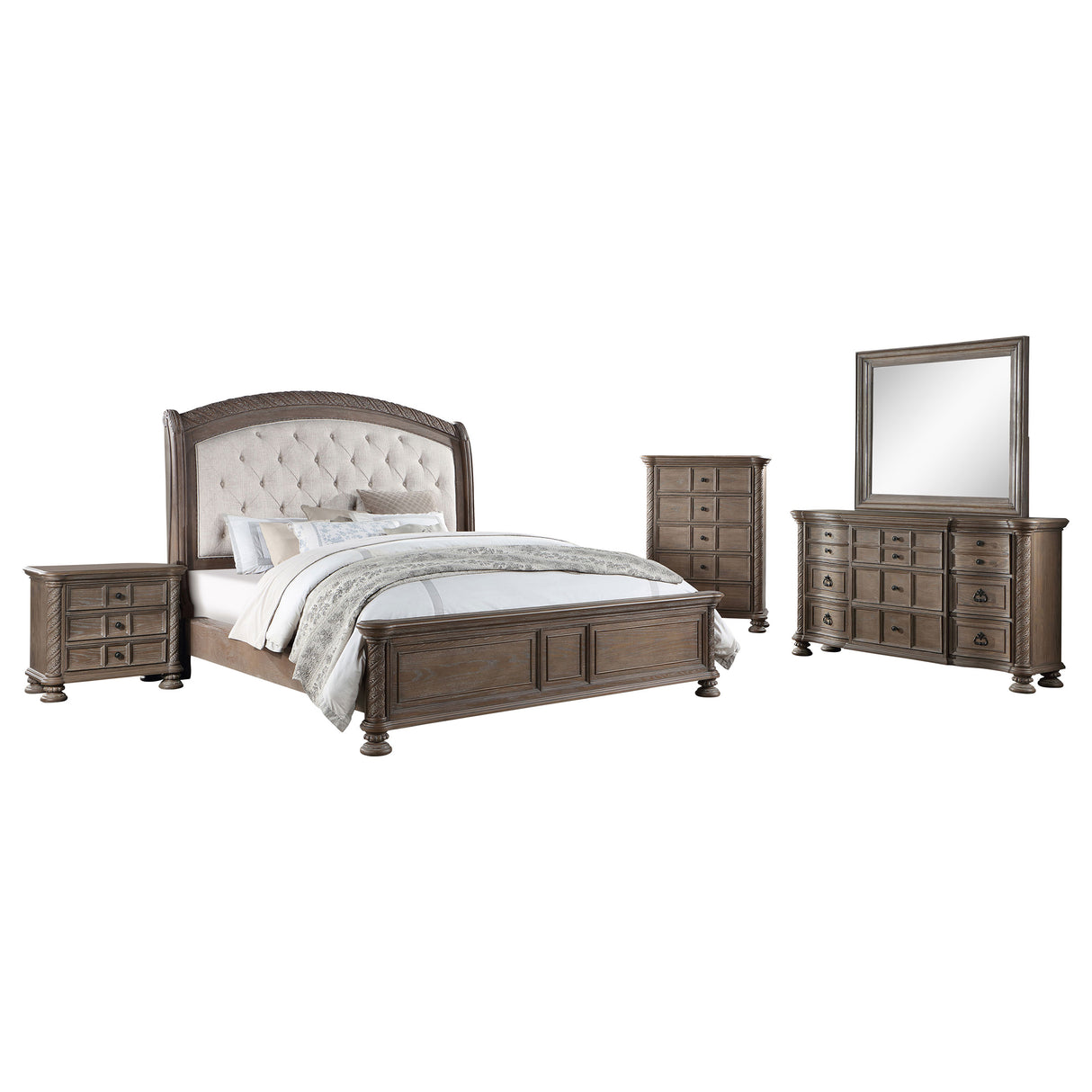 Eastern King Bed 5 Pc Set - Emmett 5-piece Eastern King Bedroom Set Walnut