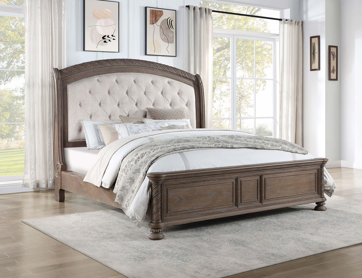 Eastern King Bed - Emmett Wood Eastern King Sleigh Bed Walnut