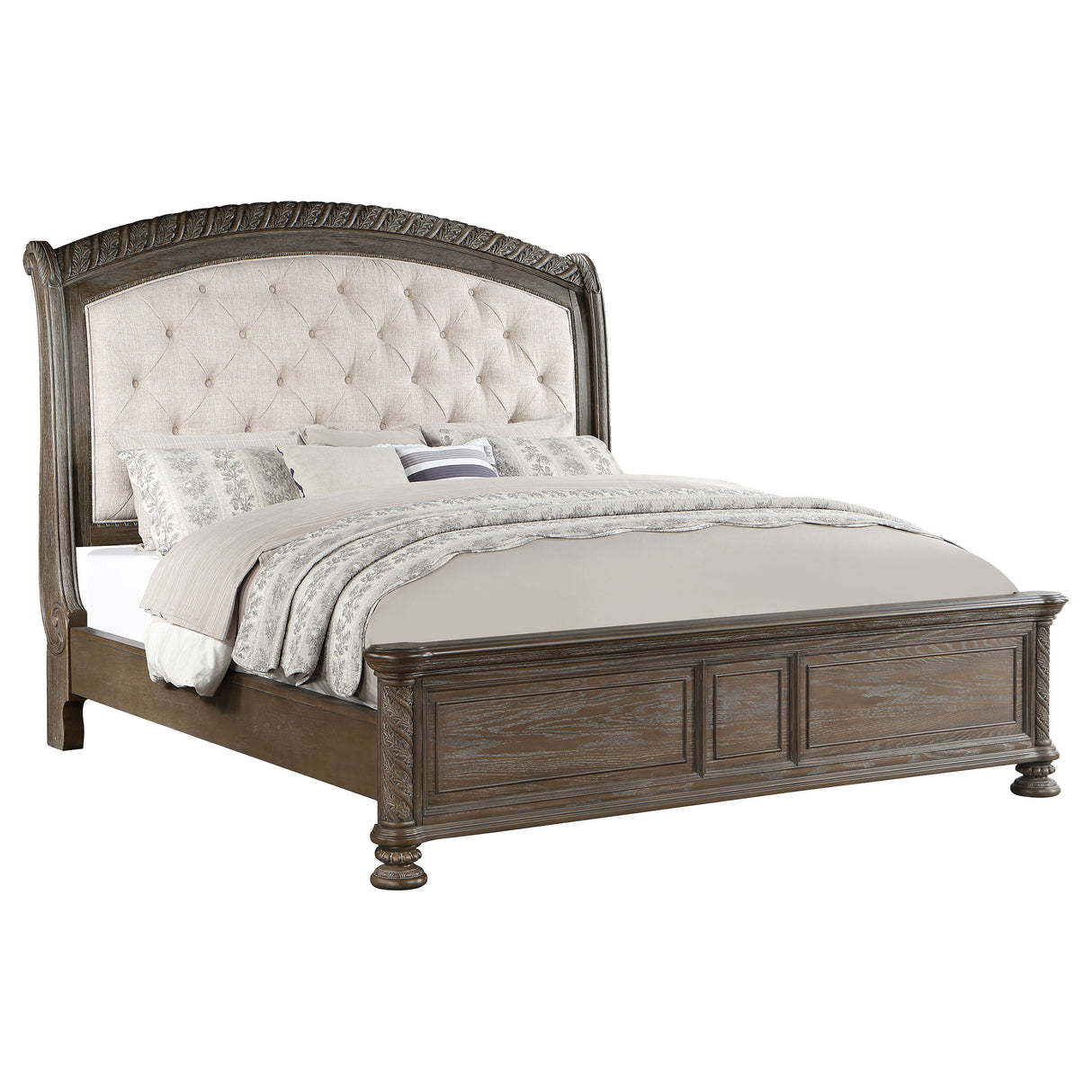 Eastern King Bed - Emmett Wood Eastern King Sleigh Bed Walnut