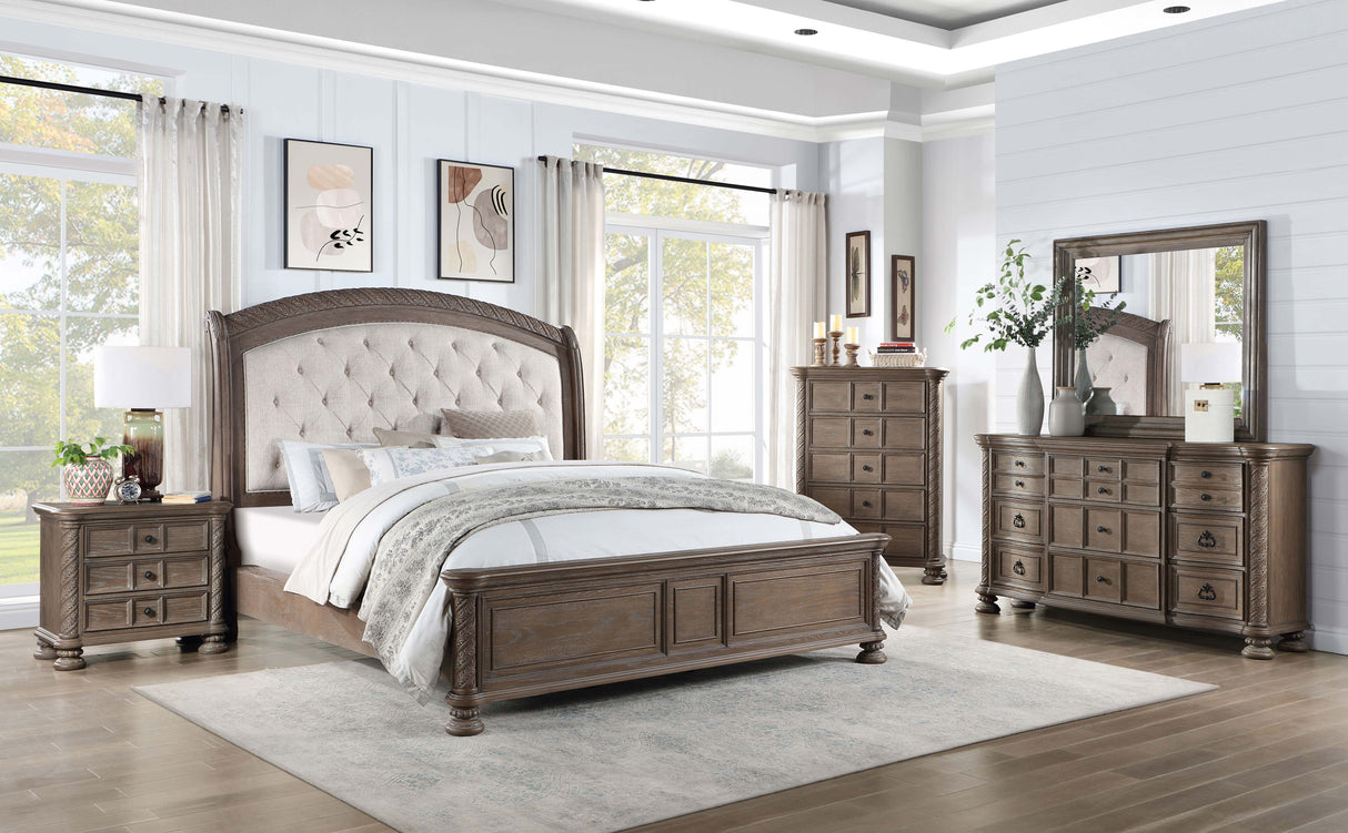 Eastern King Bed - Emmett Wood Eastern King Sleigh Bed Walnut