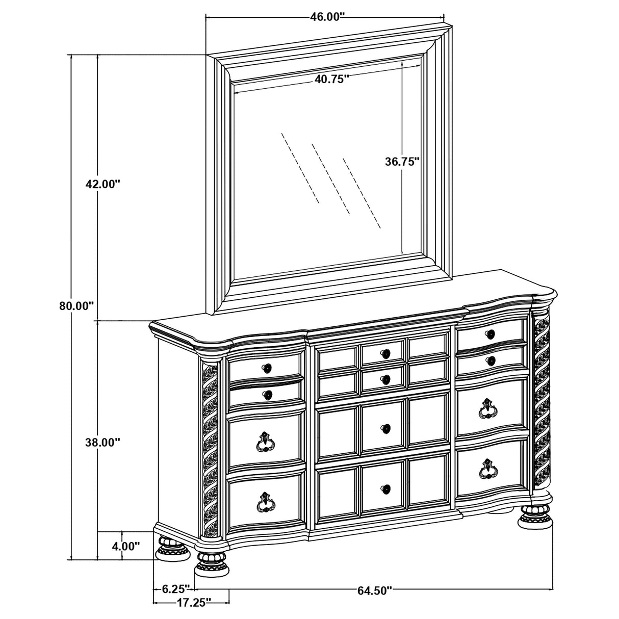 Dresser With Mirror - Emmett 9-drawer Dresser with Mirror Walnut