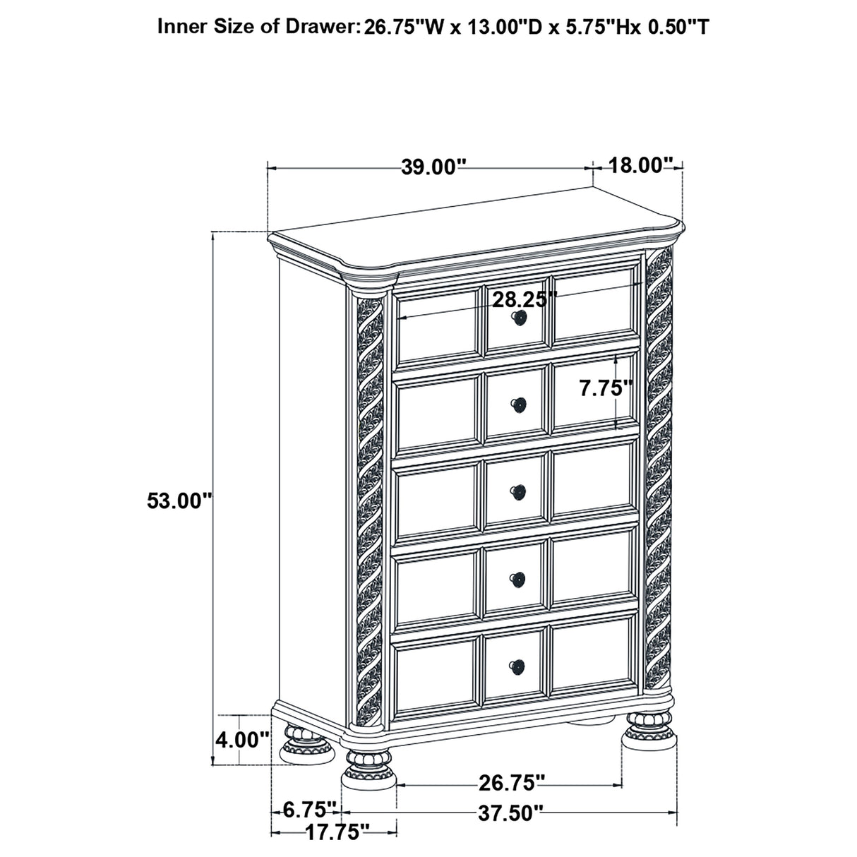 Chest - Emmett 5-drawer Chest Walnut