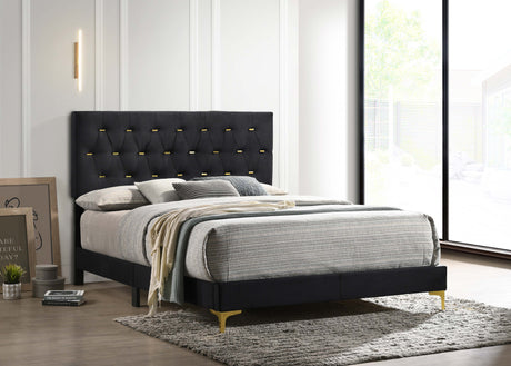 California King Bed - Kendall Upholstered California King Panel Bed Black