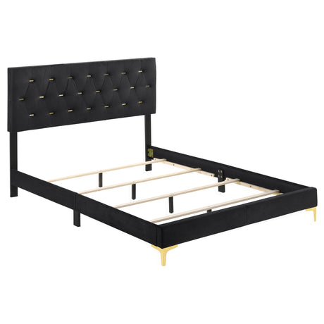 California King Bed - Kendall Upholstered California King Panel Bed Black