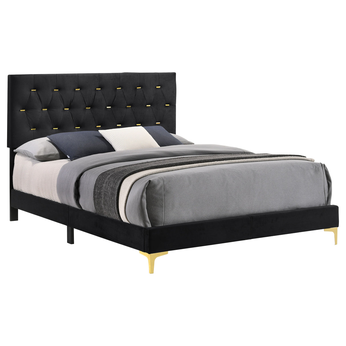 California King Bed - Kendall Upholstered California King Panel Bed Black