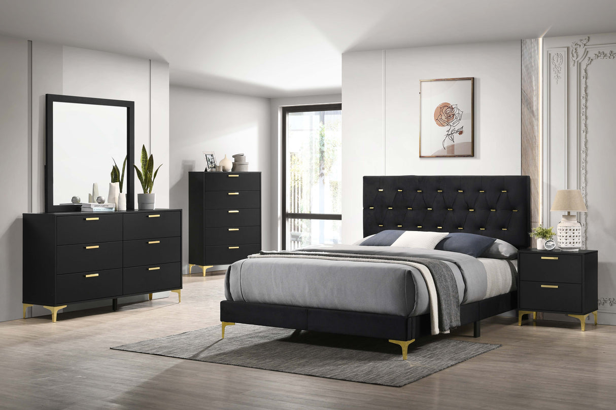 California King Bed - Kendall Upholstered California King Panel Bed Black