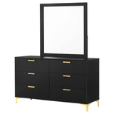 Dresser With Mirror - Kendall 6-drawer Dresser with Mirror Black and Gold