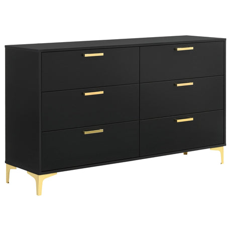 Dresser - Kendall 6-drawer Dresser Black and Gold