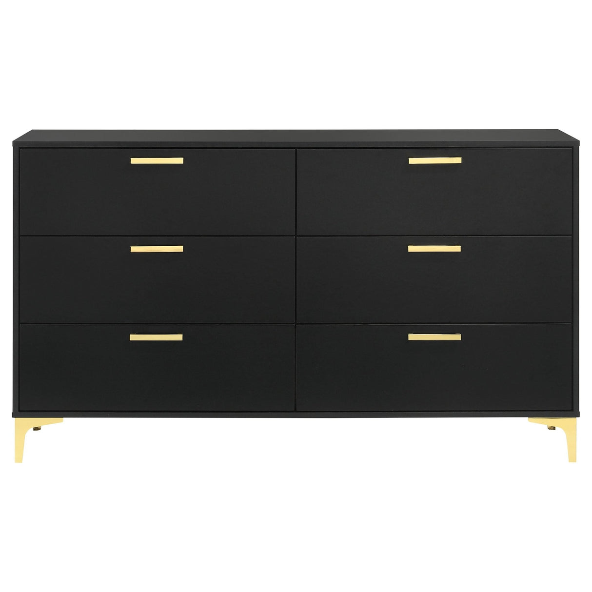 Dresser - Kendall 6-drawer Dresser Black and Gold