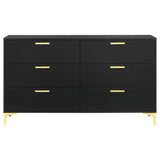 Dresser - Kendall 6-drawer Dresser Black and Gold