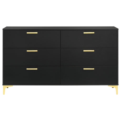 Dresser - Kendall 6-drawer Dresser Black and Gold