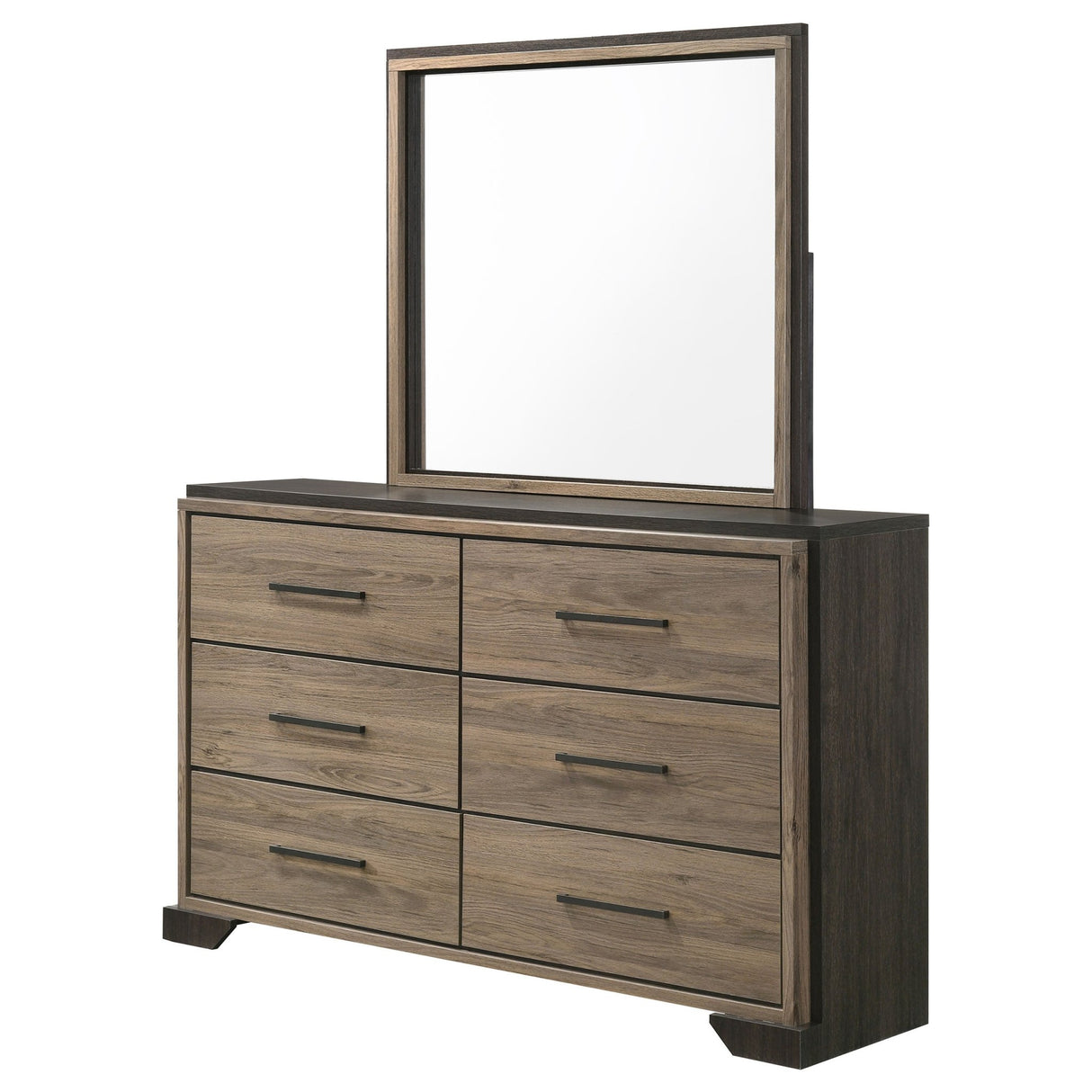 Baker 6 - drawer Dresser with Mirror Brown and Light Taupe | Coaster - 224463M - Home Elegance USA - 4