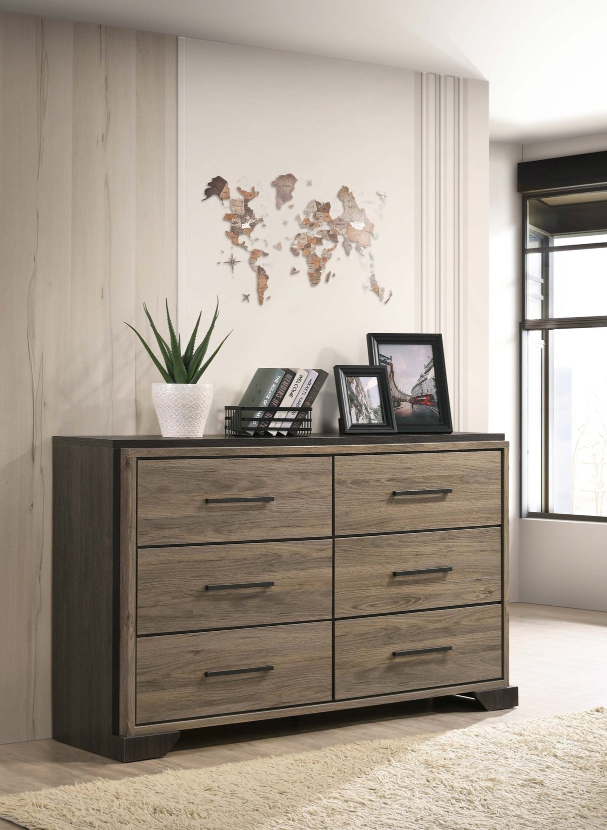 Baker 6 - drawer Dresser Brown and Light Taupe | Coaster | Home Elegance USA