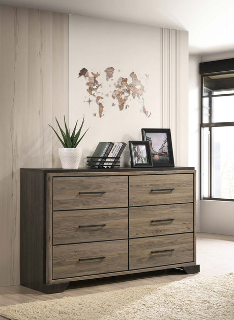 Baker 6 - drawer Dresser Brown and Light Taupe | Coaster - 224463 - Home Elegance USA - 2