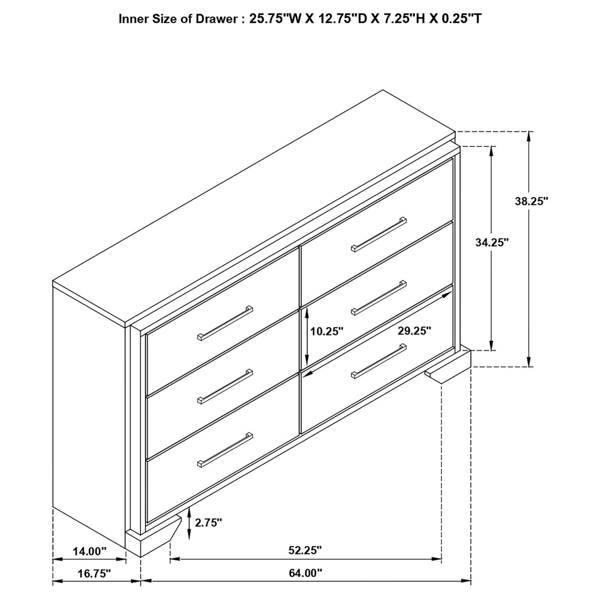 Baker 6 - drawer Dresser Brown and Light Taupe | Coaster | Home Elegance USA