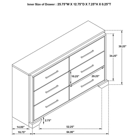 Baker 6 - drawer Dresser Brown and Light Taupe | Coaster - 224463 - Home Elegance USA - 14