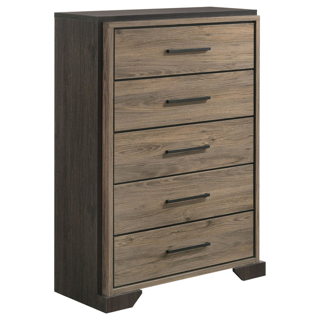 Baker 5 - drawer Chest Brown and Light Taupe | Coaster - 224465 - Home Elegance USA - 1