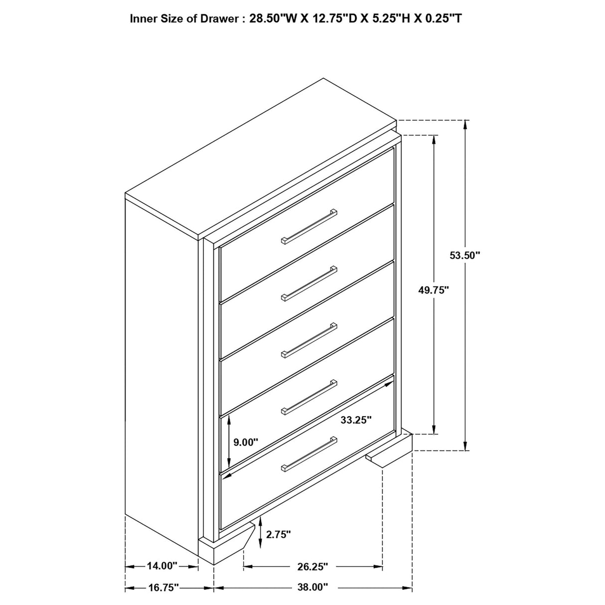 Baker 5 - drawer Chest Brown and Light Taupe | Coaster - 224465 - Home Elegance USA - 13