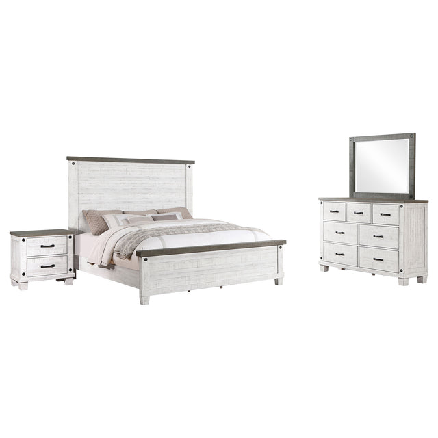 Eastern King Bed 4 Pc Set - Lilith 4-piece Eastern King Bedroom Set Distressed White