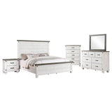 Eastern King Bed 5 Pc Set - Lilith 5-piece Eastern King Bedroom Set Distressed White