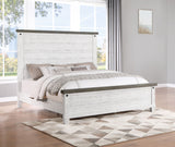 Eastern King Bed - Lilith Wood Eastern King Panel Bed Distressed White