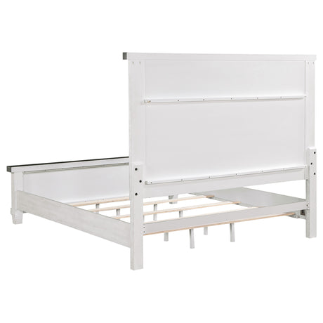 Eastern King Bed - Lilith Wood Eastern King Panel Bed Distressed White