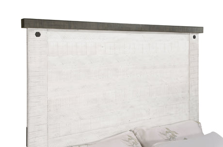 Eastern King Bed - Lilith Wood Eastern King Panel Bed Distressed White