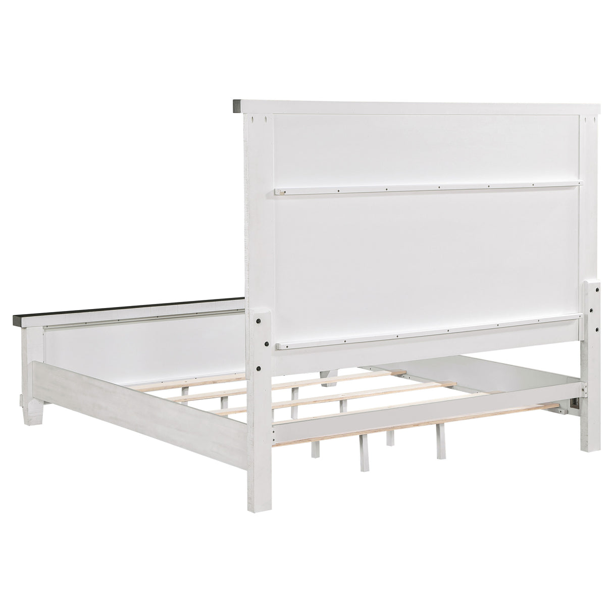 Queen Bed - Lilith Wood Queen Panel Bed Distressed White