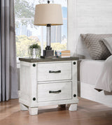 Nightstand - Lilith 2-drawer Nightstand Distressed Grey and White