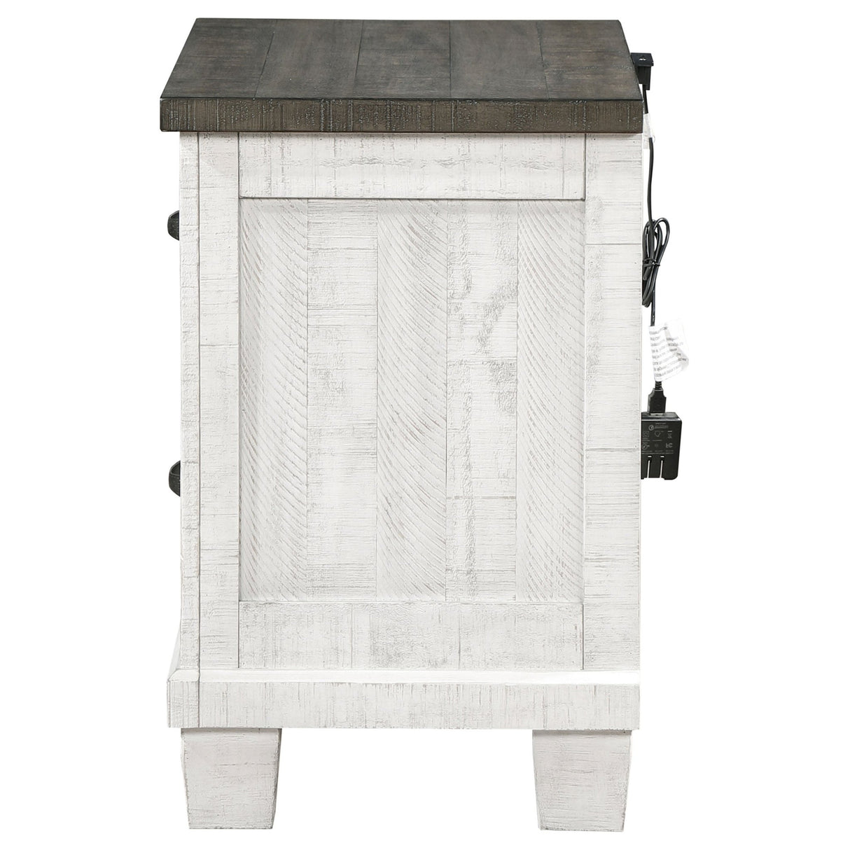 Nightstand - Lilith 2-drawer Nightstand Distressed Grey and White