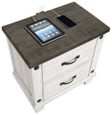 Nightstand - Lilith 2-drawer Nightstand Distressed Grey and White