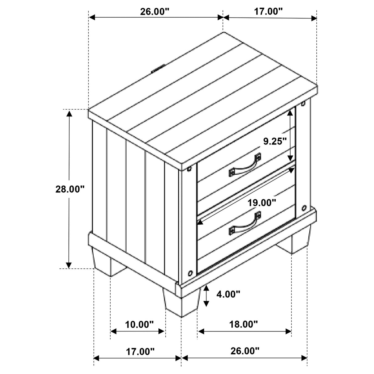 Nightstand - Lilith 2-drawer Nightstand Distressed Grey and White