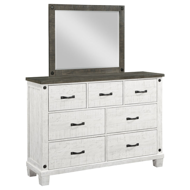 Dresser With Mirror - Lilith 7-drawer Dresser with Mirror Distressed Grey and White