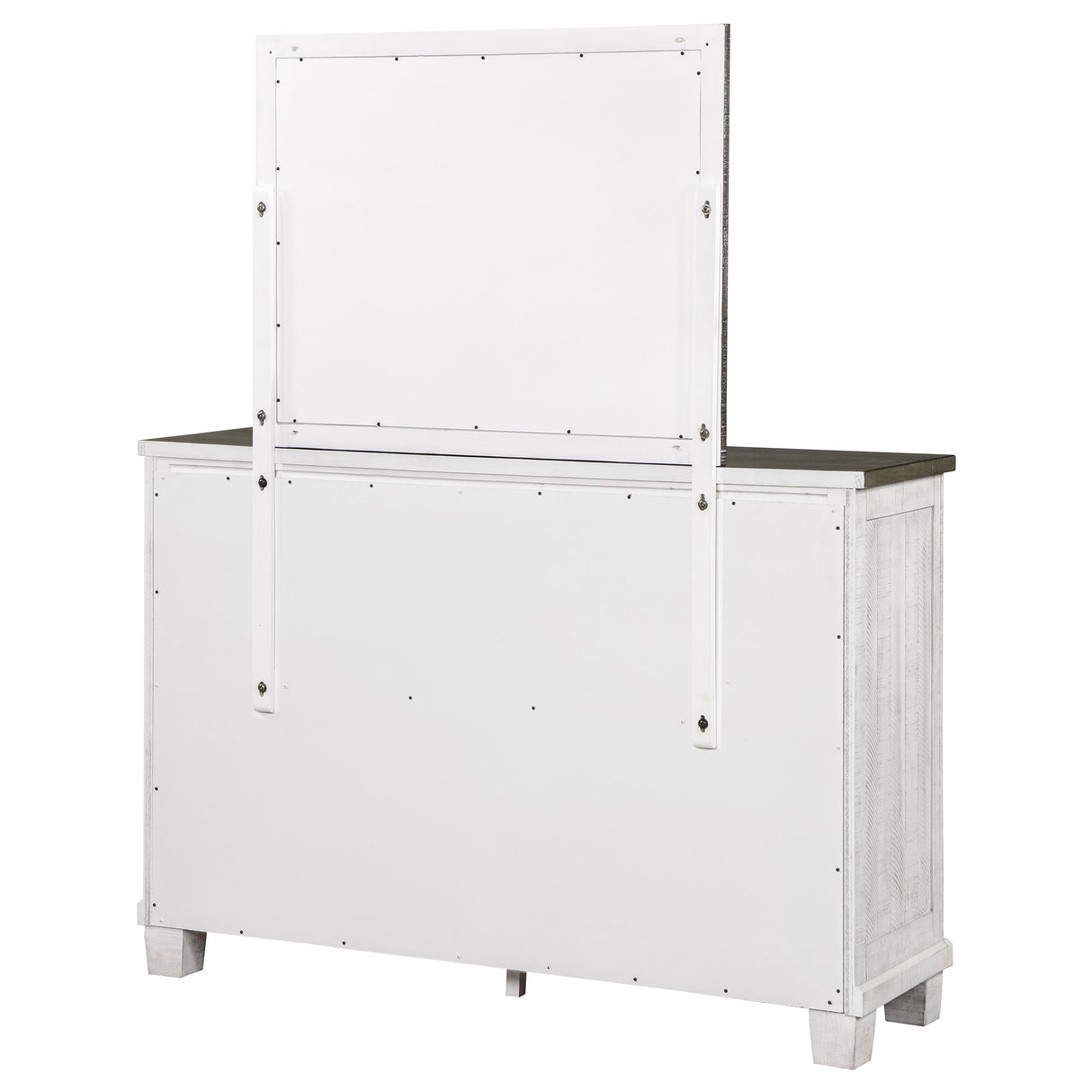 Dresser With Mirror - Lilith 7-drawer Dresser with Mirror Distressed Grey and White