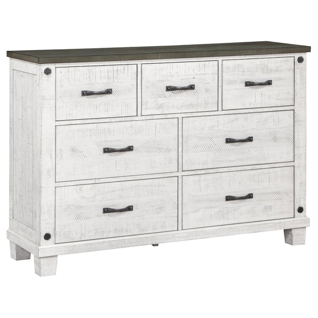 Dresser - Lilith 7-drawer Dresser Distressed Grey and White