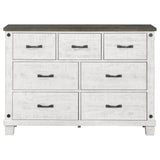 Dresser - Lilith 7-drawer Dresser Distressed Grey and White