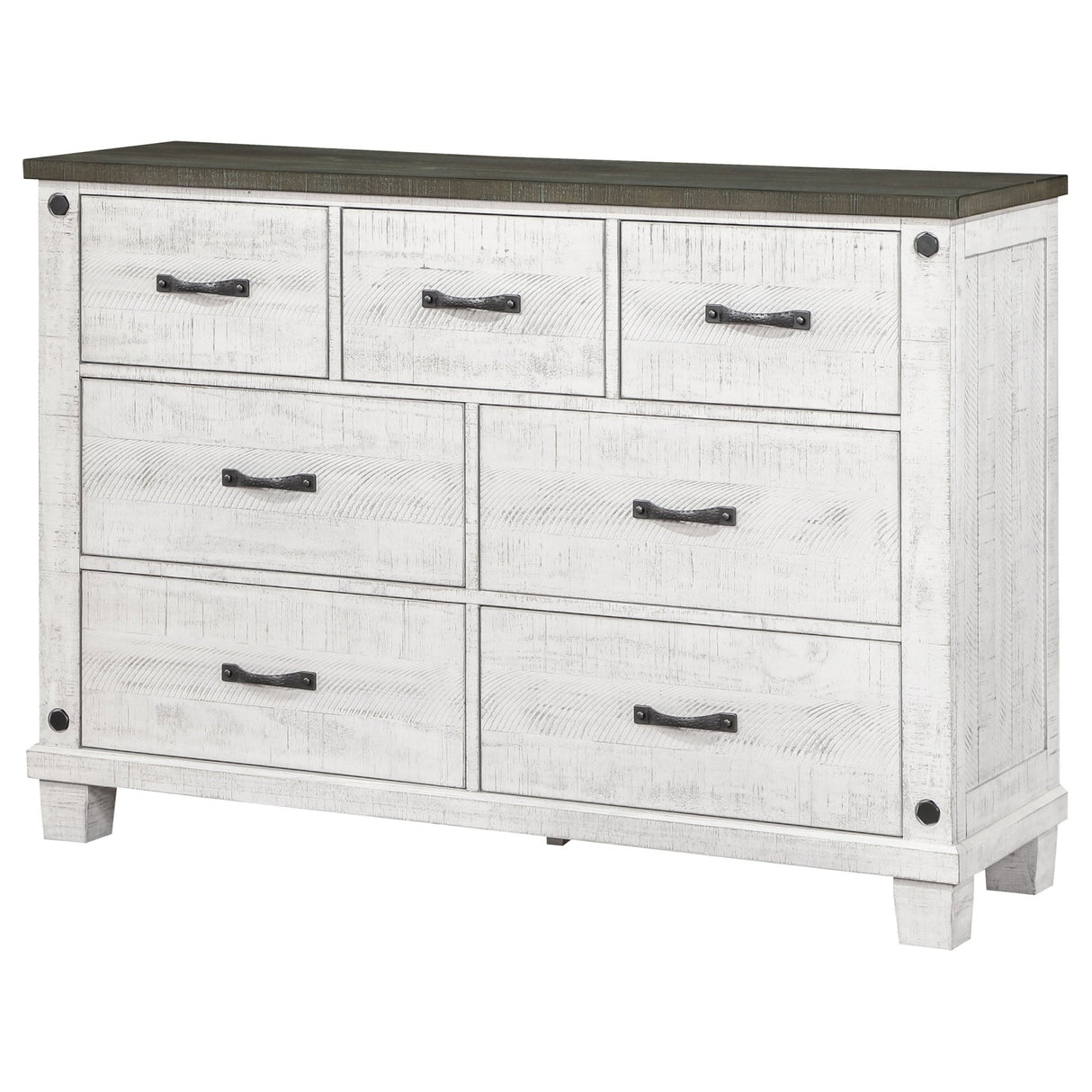 Dresser - Lilith 7-drawer Dresser Distressed Grey and White