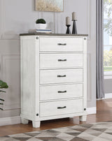 Chest - Lilith 5-drawer Chest Distressed Grey and White