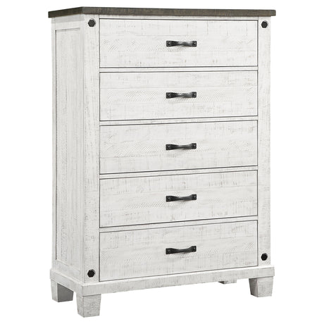 Chest - Lilith 5-drawer Chest Distressed Grey and White