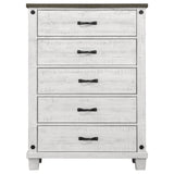 Chest - Lilith 5-drawer Chest Distressed Grey and White