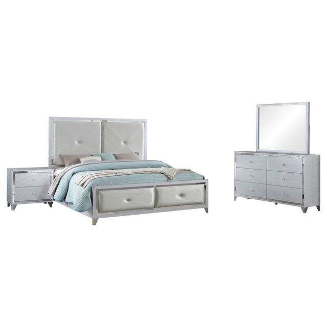 Eastern King Bed 4 Pc Set - Larue 4-piece Eastern King Bedroom Set Silver