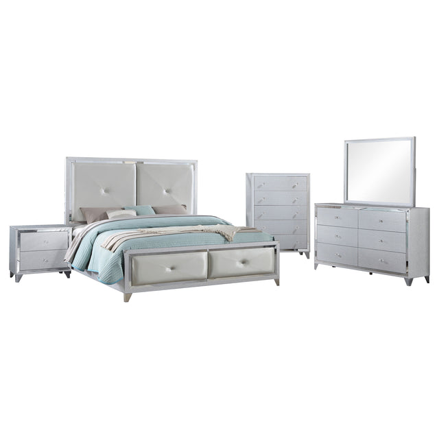 Eastern King Bed 5 Pc Set - Larue 5-piece Eastern King Bedroom Set Silver