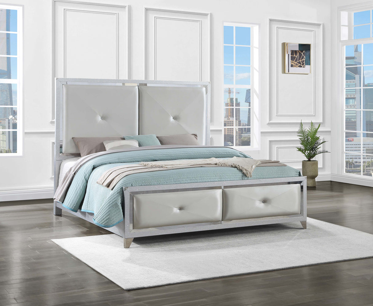 Eastern King Bed - Larue Wood Eastern King Panel Bed Silver