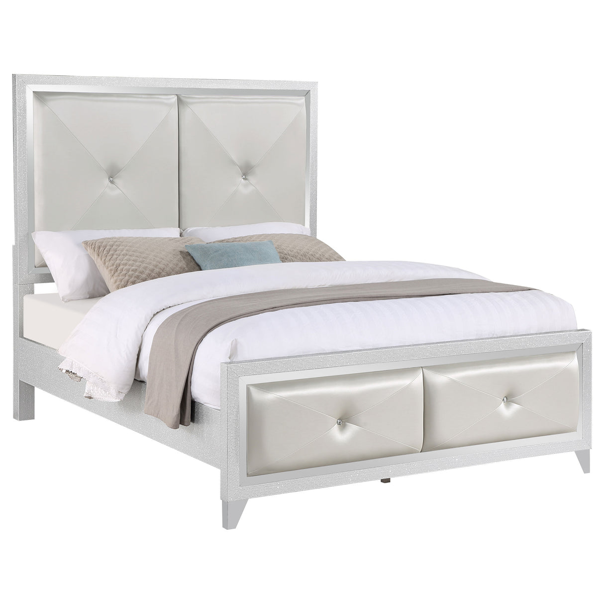 Eastern King Bed - Larue Wood Eastern King Panel Bed Silver