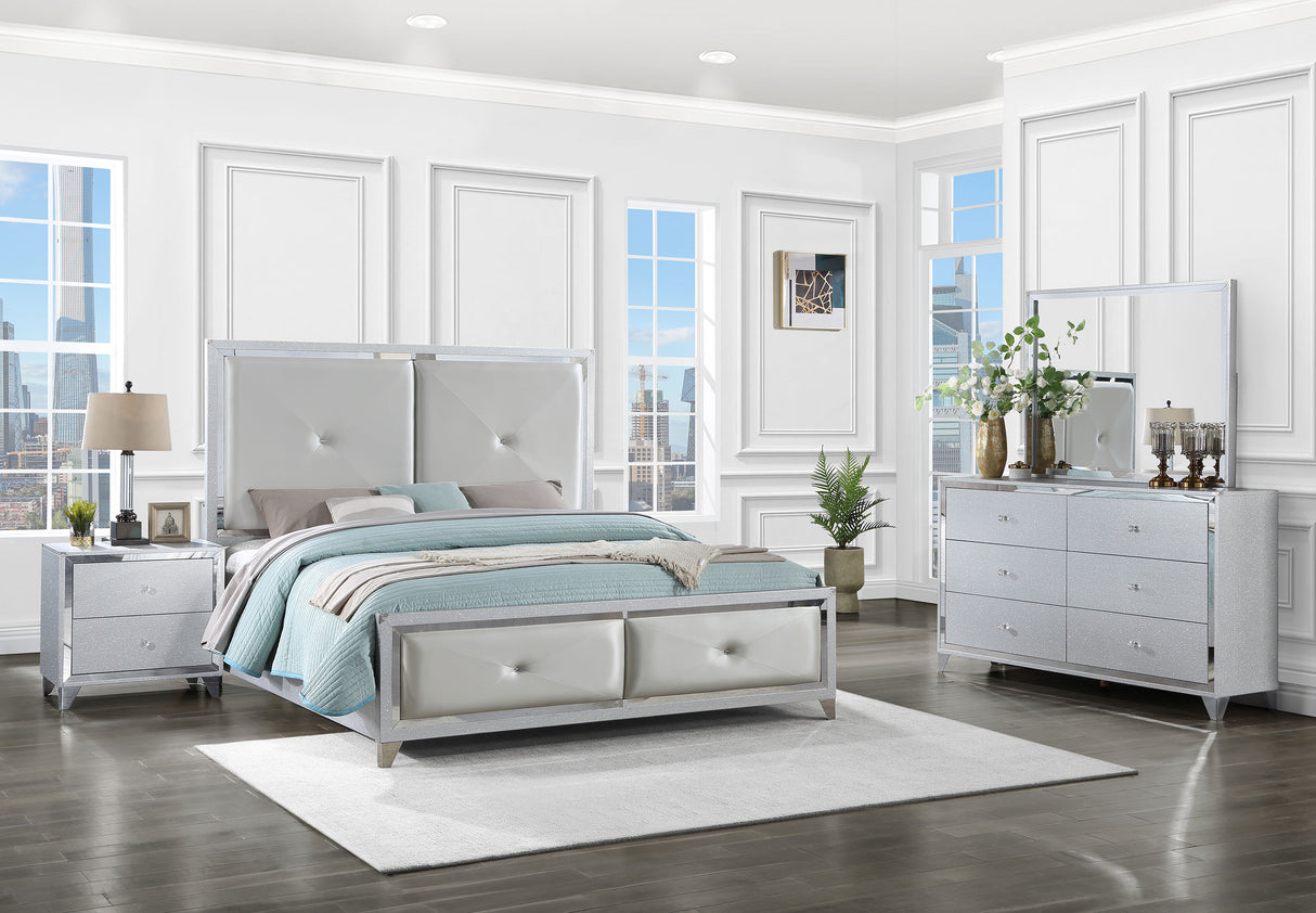 California King Bed 4 Pc Set - Larue 4-piece California King Bedroom Set Silver